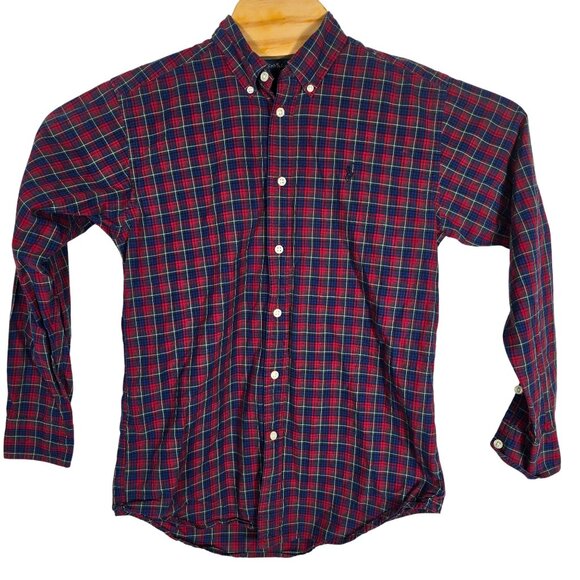 Ralph Lauren Button Down Shirt Boys Large (14-16) Red Blue Plaid Long Sleeve - Picture 2 of 5